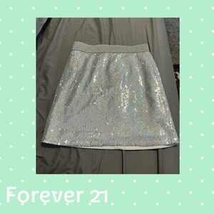 Forever 21 Glittering Silver A-Line Skirt